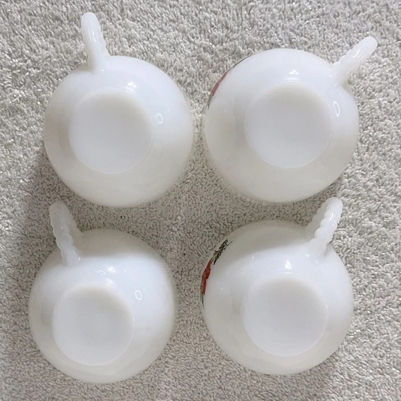 Vintage Rosecrest 8 Piece Snack Tea Set Dura White Floral Red Rose Federal Glass - Picture 11 of 16